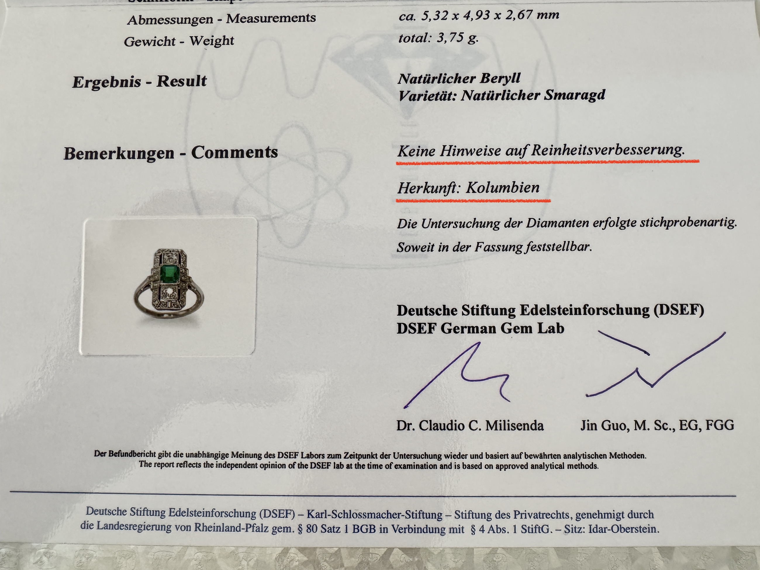 certifikát DSEF
